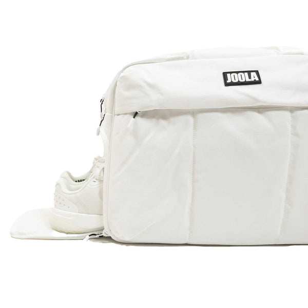 Overnighter Puff Bag - White - Shoe Compartment